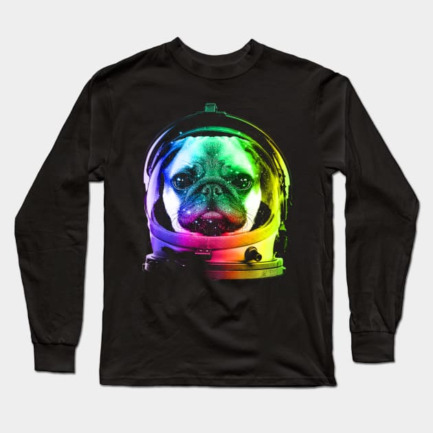 Astronaut Pug Long Sleeve T-Shirt by clingcling